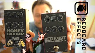 Powered By REDBEARDIUM!! The Red Mist mkIV & The Honey Badger By Redbeard Effects | Tone Tasting