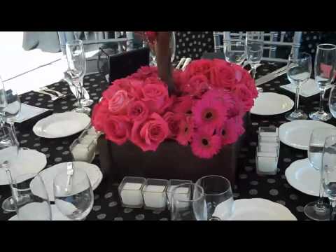 Check out these hot pink flower manzanita branches at Cairnwood wedding in 