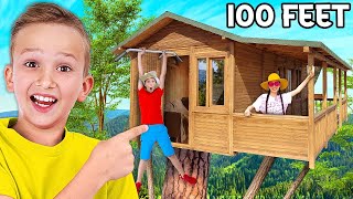 24 HOURS in the GIANT Tree House!