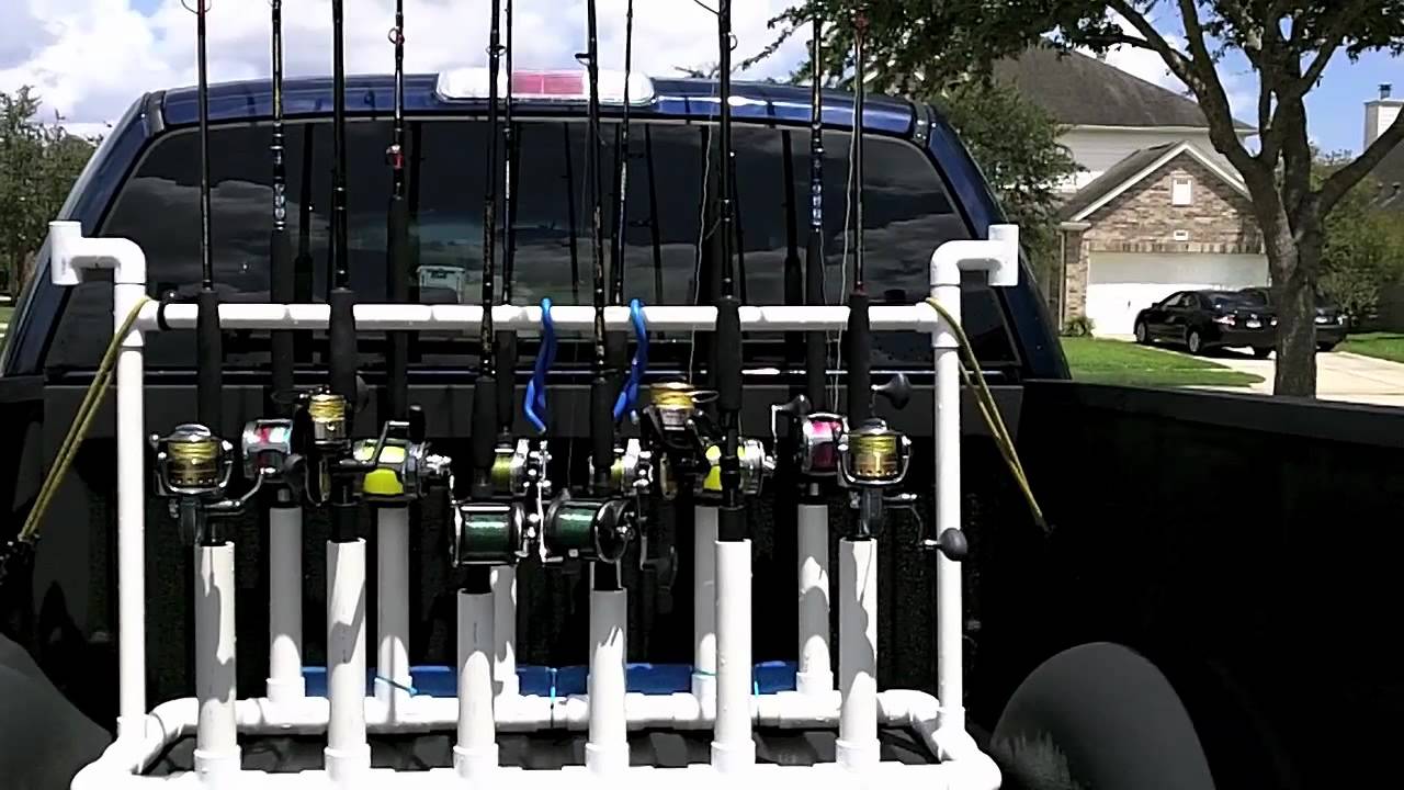 pickup truck fishing rod & reel rack/carrier - youtube