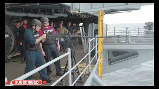 Uss George H. W. Bush Cvn 77 Fire The 3-Inch .50 Caliber Machine Gun And The M240-B Machine Gun