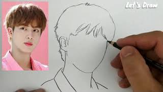 VERY EASY , real time drawing jin BTS kpop boyband from south korea
