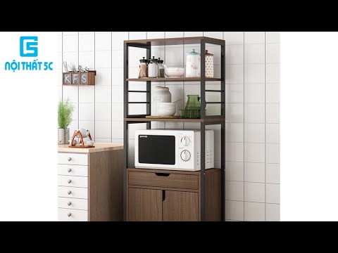 Hướng dẫn lắp kệ để lò vi sóng, kệ bếp đa năng tiện lợi|4 tầng(1 tủ, 3 tầng+ngăn kéo)