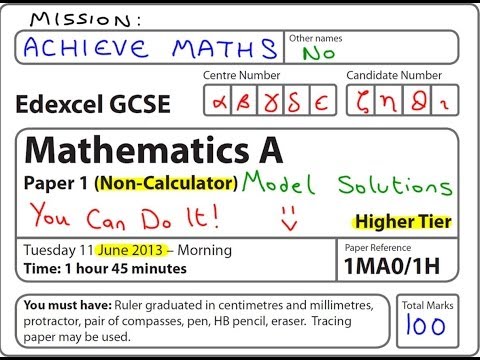 June Calculator algebra GCSE Non 1H gcse 2013 Maths (complete  paper) Higher Edexcel worksheets
