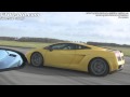 1080p: Lambo LP560-4 vs Lamborghini Gallardo SE E-Gear x 2 Races