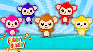 Five Little Monkeys 5 Monkeys Jumping On The Bed - Funny Bunny