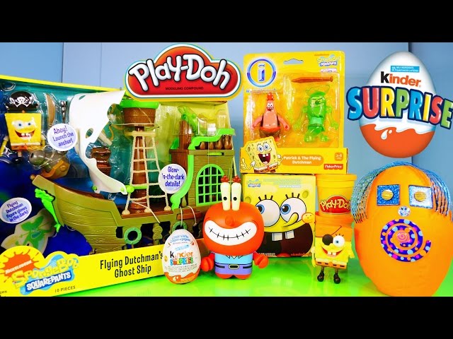 Play Doh Spongebob Squarepants Toys Flying Dutchman Ghost Ship Toy Review Kinder Surprise Egg