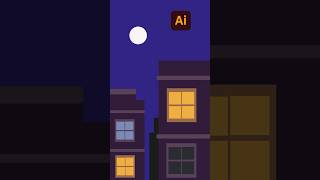 City Building Night Vector Illustration