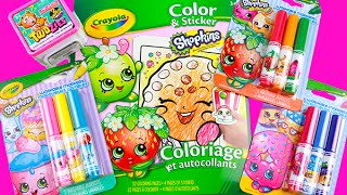 Shopkins Crayola Coloring Sticker Book! Speed Color Strawberry Kiss! Twozies Unboxing