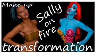 Sally (Nightmare before Christmas) transforms into sexy babe! | Makeup and Body Paint Illusion