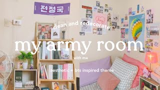 BTS ROOM MAKEOVER 💜 clean and redecorate with me!