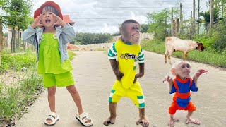 Funniest Cutis & Yen Nhi Baby Monkey Lost Cute Goat