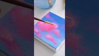 Cotton Candy Clouds Easy String Lights Acrylic Painting Mini Canvas Painting Idea
