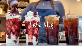 (Sub)🔥2라운드 대결🔥 딸기 vs 아아 여러분의 선택은?난 아아🙋🏻‍♀️ / cafe vlog / 카페브이로그 / 카페알바브이로그 / 음료제