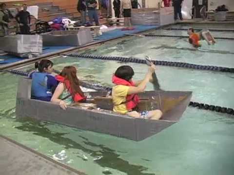 cardboard boat race only materials used were cardboard and duct tape 