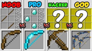 Minecraft Noob Vs Pro Vs Hacker Vs God Super Bow Crafting In Minecraft Animation Minecraft Noob Vs Pro Vs Hacker Vs God Super Bow Crafting In Minecraft Animation