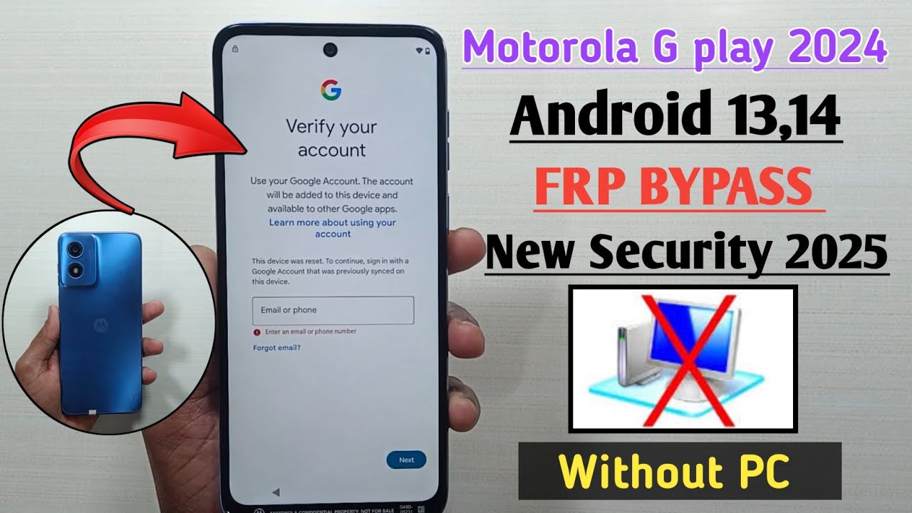 Motorola Moto G Play 2024 FRP Bypass Android 13,14 Motorola Moto G Play 2024 FRP Bypass Android 13,14