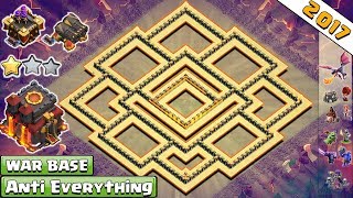 Best Th10 War Base 2017 Anti Everything Anti Valkyrie, Anti Bowler Anti 1 & 2 Star - Coc