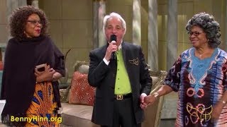 Benny Hinn with Pastor Chris' Mother and Sister Benny Hinn with Pastor Chris' Mother and Sister