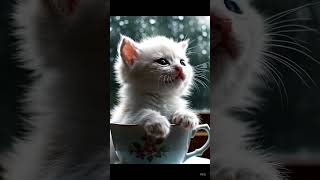 Tiny Kitten In Teacup By Rainy Window Emotional Asmr Kitten Video