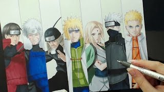 Speed Drawing - 7 HOKAGES (Naruto)