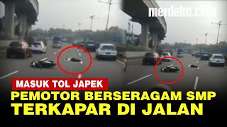 Kondisi Pemotor Bocah Smp Jatuh Terkapar Saat Nyasar Masuk Jalan Tol Japek