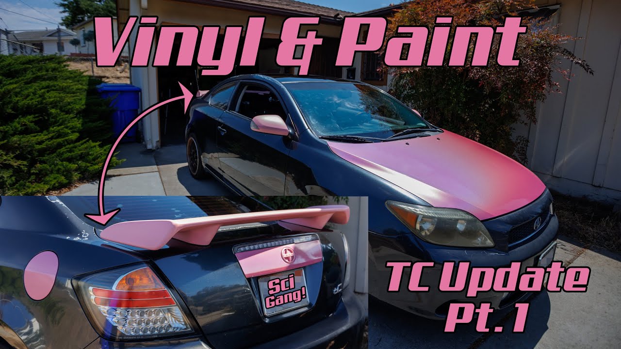 First time Vinyl Wrapping the Hood | Spray Painting the Spoiler | 2006 Scion tC