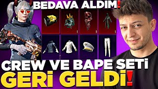 Crew Ve Bape Seti̇ Geri̇ Geldi̇ Bedava Di̇kenli̇ Kask Aldim Pubg Mobile