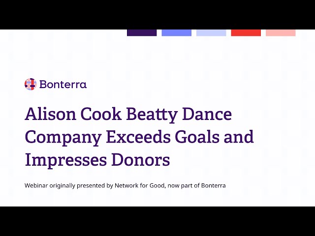 Watch Alison Cook Beatty Dance Company Exceeds Goals and Impresses Donors on YouTube.
