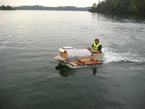 homemade wooden motor boat - YouTube