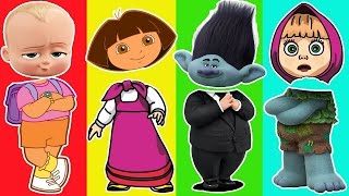 Wrong Heads Dora Dreamwork Trolls Boss Baby Bad Skye Masha And The Bear Finger Family Nursery Rhymes