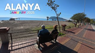 Alanya Huriyet Beach Walk January 27, 2025 4K Hd60 Fps