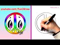 Rainbow Peace Sign - How to Draw Easy Cartoons - Fun2draw drawings
