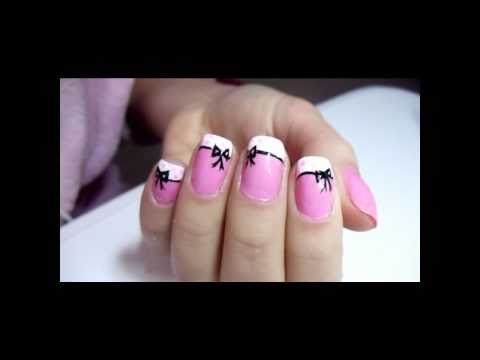 Tutorial unhas curtaslacinhos lacinhos super facil de fazer esta unha 