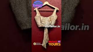 golden sleeveless partywear blouse by myTailor