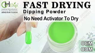Neon Color Green Dip Nails Arts by Fast Drying Dip Powder