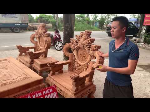 Rồng Đỉnh 45tr800 . Bộ Bàn Ghế Phòng Khách Gỗ Gõ. ĐỒ GỖ VĂN BIÊN