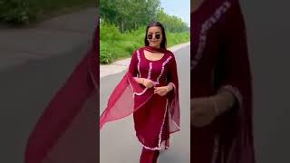Goddess In Suit Ghaint Jatti Punjabi Song Expensive Red Suit       
