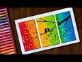 Love Birds scenery drawing with Oil Pastels for beginners - step by step