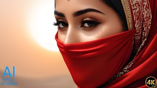 4K Ai Art Lookbook Video Of Arab Beauty With Hijab Red, Black And White Design