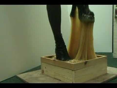 high heel boots in glue