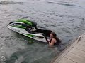 my sister trying to dock start on a jet ski