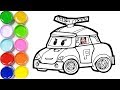 How to draw a police car 로보카폴리 그리기 색칠공부 경찰차 캐릭터 아동미술 손그림 귀여운그림 그리기 | 마법그림