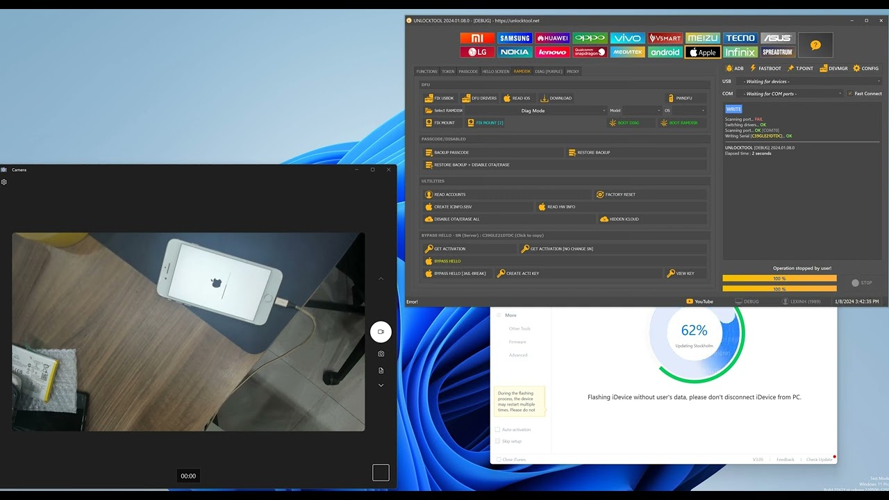 Guide Video iPhone – iPad Bypass Hello (Need Change SN) Guide Video iPhone – iPad Bypass Hello (Need Change SN)