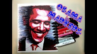 "Obama" - Original marker drawing by Shelly Denning