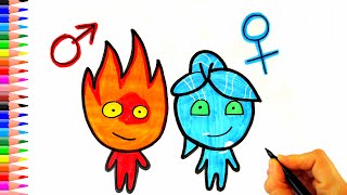 Ateş ve Su Oyunu Karakterleri Çizimi - Kolay Çizimler