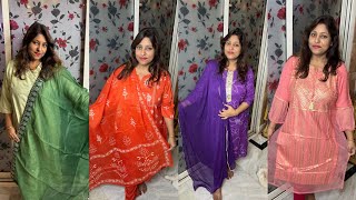 Festive Kurti Try On Haul Festive Outfit Ideas Indian Vlogger Poulami Puja Lookbook 2025