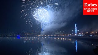 Revelers Enjoy New Years 2025 Fireworks Over Baku, Azerbaijan