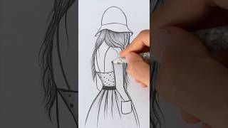 Girl With Beautiful Dress Drawing #Shortsvideo #Shorts #Girldrawing