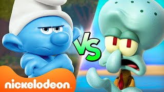 Squidward Vs. Grouchy Smurf Whos Grumpier? Nicktoons